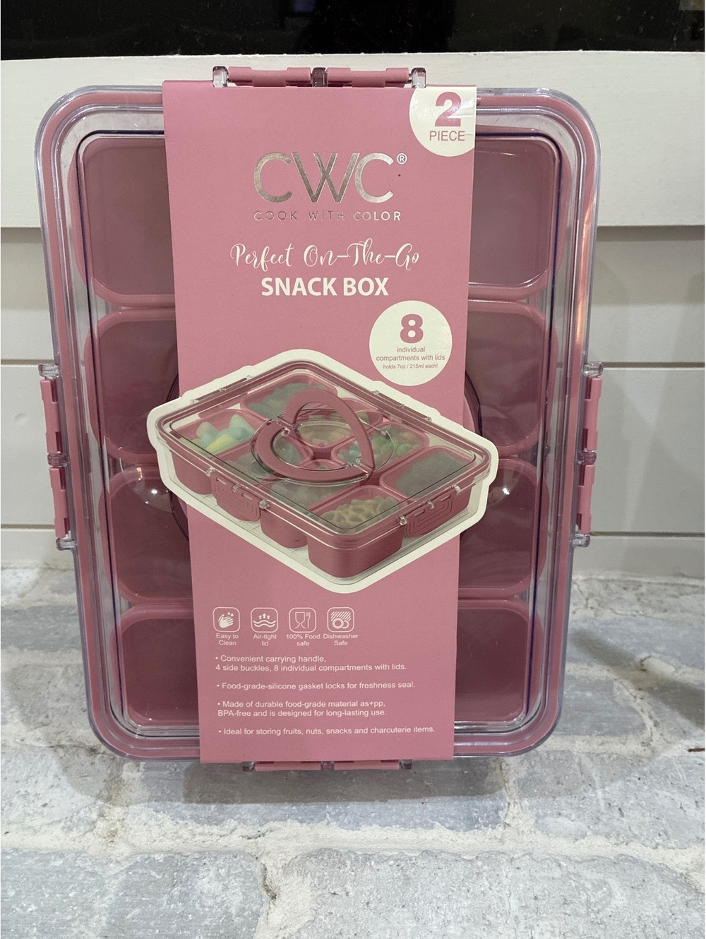 CWC Perfect On-The-Go Snack Box 2-Piece Set with 8 Compartments